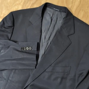 Ermenegildo Zegna Mens Solid Blazer Jacket Black Wool Size USA 46 EUR 56 Reg - Picture 1 of 11