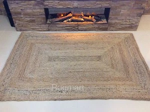 Eco Friendly 100% Natural Jute Reversible Chunky Braided Washable Rug & Runner - Picture 1 of 12