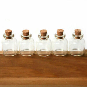 5pcs Empty Tiny Small Glass Clear Transparent Bottles A6O4 Vials O6Q3 With M1Z8