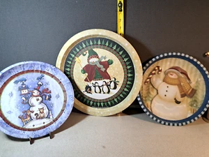 Metal Christmas Cookie & Snack Serving Trays Snowman & Penguins #3446LBX - Picture 1 of 9