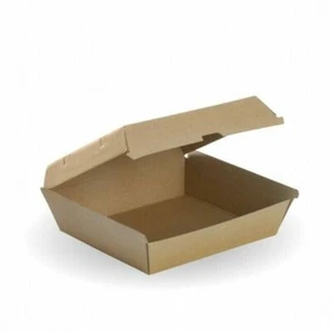 Kraft Enviro Dinner Boxes 50, 100 & 150 Pc Corrugated Takeaway Dispoasble Clam - Picture 1 of 2