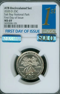 2020 D SALT BAY QUARTER NGC MS69 FDI MAC SOLO FINEST MAC SPOTLESS * - Picture 1 of 2