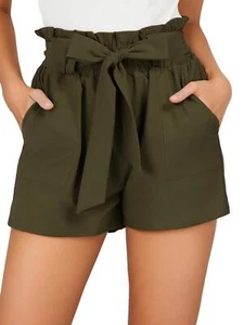 Women Casual Shorts with Pockets Bowknot Tie Waist - Picture 1 of 14