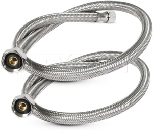 Braided Faucet Connector 20" Long, 1/2" IPS X 3/8" Female Compression, 2 Pack - Picture 1 of 12