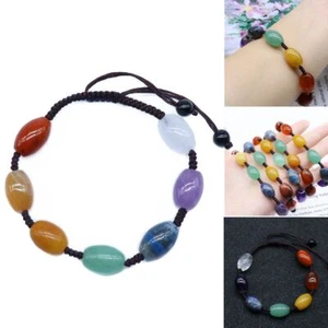 7 Chakra Healing Natural Stone Round Gemstone Yoga Energy Beads Bracelet Jewelry - Picture 1 of 12