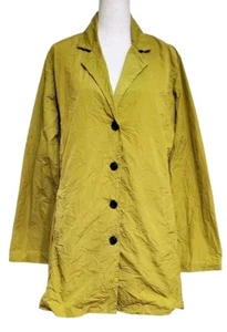 Sun Kim Boyfriend Crinkle Jacket Size Small Button Up - Picture 1 of 5