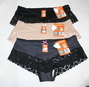New set of 3 WARNER'S CHEETAH CHEEKY panties 5465 BLACK BEIGE POLKA DOTS - Picture 1 of 5