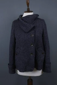 Weeked Max Mara Gray Wool Long Sleeve Button Front Pea Coat Coat Size 6 - Picture 1 of 16