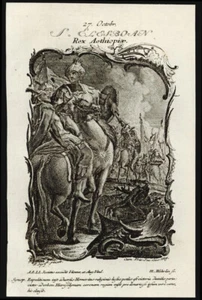 santino incisione 1700 S.ELESBAAN RE DI ETIOPIA wehrlin - Picture 1 of 1