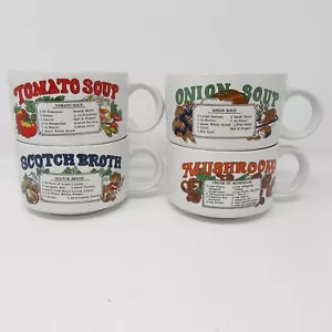 Lote de 4 tazones de recetas de sopa vintage tomate champiñón cebolla caldo escocés - Imagen 1 de 7