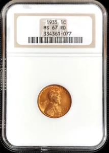 1935 UNITED STATES LINCOLN WHEAT CENT 1C COIN NGC MINT STATE 67 RED - Picture 1 of 2