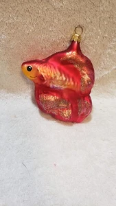 Blown Glass Beta Fish Christmas Ornament Choice of Red or Yellow 4" EUC - Picture 1 of 6