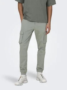 Pantalón de Carga Hombre ONLY&SONS Corte Ajustado Bajos Elásticos Bolsillos Carg - Imagen 1 de 21