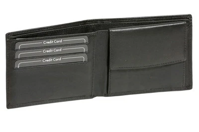 Scheintasche extra dünn LEAS in Echt-Leder im Querformat, Geldbörse schwarz - Bild 1 von 4