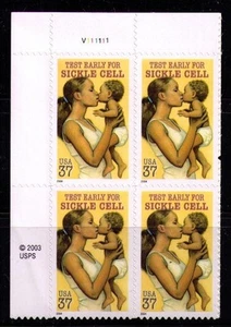 US USA Sc# 3877 MNH FVF PL# BLOCK Test for Sickle Cell Mother Child - Picture 1 of 1