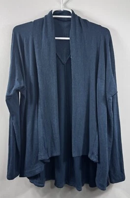 Cardigã suéter Athleta Nirvana Wear duas vias grande azul-petróleo escuro Athleisure - Imagem 1 de 4