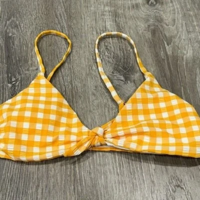 Gianni Bini 泳装比基尼上衣 M 黄色方格 OC12 — 第 1/4 张图片