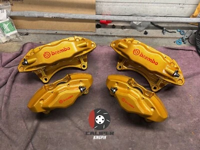 Subaru STi Front Rear Set Calipers 4 Piston Red Impreza WRX 08-17 Powder Coated - Image 1 of 4