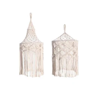 Boho Hanging Pendant Light Cover Lamp Shade Decor Kitchen Macrame - Picture 1 of 14