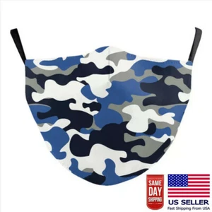 Camouflage Blue Face Mask Washable Adjustable Hunting Military US Seller Fast N - Picture 1 of 11