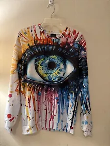 Pixie Cold Painted Sweatshirt Size Small Unisex Colorful - Picture 1 of 8