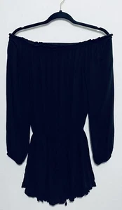 Brandy Melville Gabriella Romper Womens One Size Black Off the Shoulder Boho - Picture 1 of 6