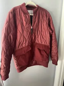 WESC SIXTEN Men’s QUILTED ZIP-UP PUFFY JACKET COAT MAROON Medium - Picture 1 of 18