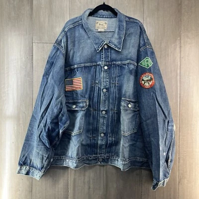 Chaqueta de mezclilla Polo Ralph Lauren 1967 Sportsman Casting Club para hombre 4XB grande y alta Foto 1 de 4