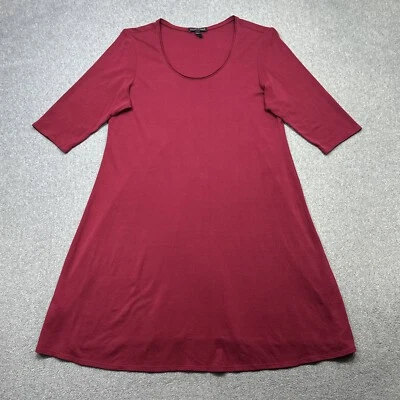 Vestido Camisa Eileen Fisher Mujer Pequeño Rojo Seda Pullover Lujo Minimalista Artístico Foto 1 de 4