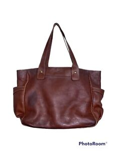 King Ranch Leather Shoulder Bag Brown Solid Double Straps USA Made Vintage