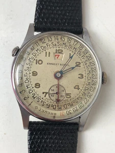 ERNEST BOREL Tripl Kalender Vintage Watch Handaufzug Braucht Service! - Bild 1 von 8