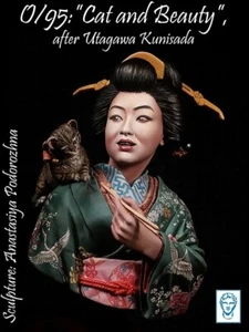 Alexandros Models - Cat and Beauty, Utagawa Kunisada 200mm Resin Bust AXO95 - Picture 1 of 2