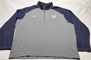 Milwaukee Brewers Nike BSBL 1/4 Zip Baseball Warmup Pullover Men’s 3XL XXXL - Picture 1 of 12