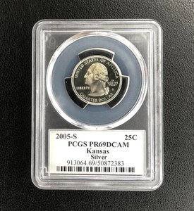 2005 United States Quarter Dollar 25 Cents Kansas PCGS PR69 DCAM Silver Coin - Picture 1 of 2