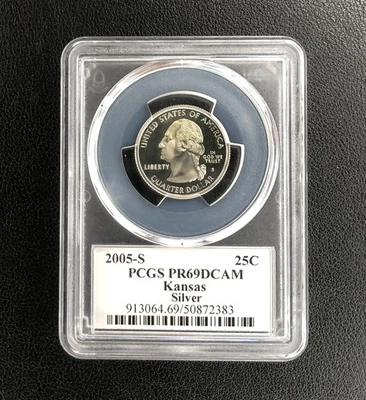 2005 United States Quarter Dollar 25 Cents Kansas PCGS PR69 DCAM Silver Coin - Image 1 of 2
