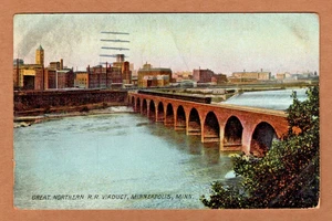Great Northern Railroad Viadukt Brücke Züge Minneapolis postfrisch 1912 DB Postkarte - Bild 1 von 2