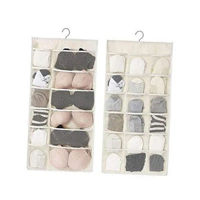 Organizador Colgante Armario con Bolsillos de Malla y Percha Giratoria de Metal,Doble Blanco Foto 1 de 4