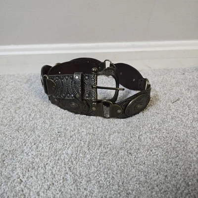 Cinturón de cuero Nanni Italia para mujer talla 80/32 latón ornamentado tachonado occidental de colección Foto 1 de 4