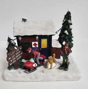 St. Nicholas Square Christmas Village Snow SKI PATROL Illuminated NIB - Picture 1 of 11