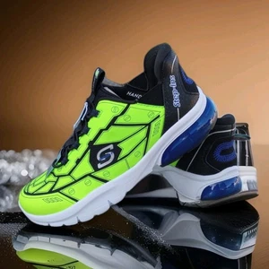 NIB S Sport By Skechers Noah Step-In Sneakers Boy's sz 5 Neon Green Memory Foam  - Picture 1 of 12