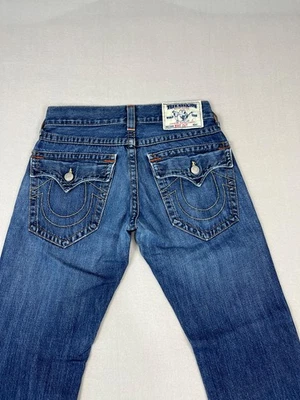 True Religion Billie Jeans Womens 30 Blue Denim Mid Rise Big T Straight Leg - Image 1 of 4
