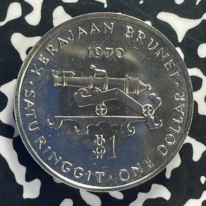 Brunei Hassanal Bolkiah 1970 lote de $1 dólar #GB107 ¡Prueba! 5.000 acuñados - Imagen 1 de 2
