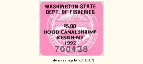 HALFPRICEFISH Washington Hood Canal Shrimp Stamp 1992 $5.00 - Image 1 of 1