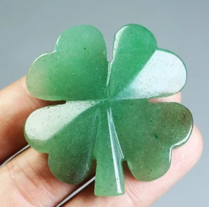 Trébol tallado en cristal de cuarzo aventurina verde natural / trébol de cuatro hojas curación - Imagen 1 de 9