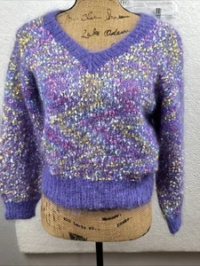 Suéter de lana para mujer cuello redondo ¿Mohair? Cinta multicolor recortada mediana*** - Imagen 1 de 17