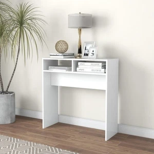 Slim Hallway Console Table Narrow 2 Compartment 78x30x80cm Engineered Wood White - Picture 1 of 7
