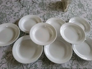 9 Corelle WINTER FROST WHITE Pasta Bowls WIDE FLAT RIMS Vintage 8 1/2" Solid - Picture 1 of 7