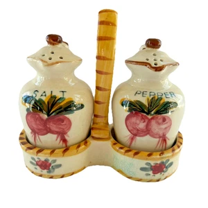 Juego de saleros y pimenteros vintage diseño vegetal cerámica remolacha rábano cocina - Imagen 1 de 15