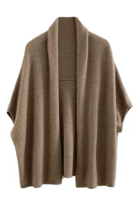 Cárdigan chal de lana manga murciélago para mujer abrigo vintage capa tejida suéter - Imagen 1 de 21