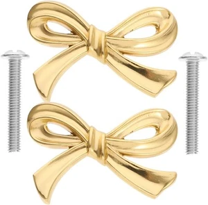 DOITOOL Brass Bow Shape Cabinets Knobs: Gold Drawer 7.00X5.00X2.30CM, - Picture 1 of 9